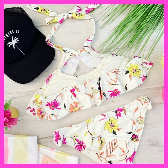 O’Neill 🌸 Floral Ruffle Rio High Neck Bikini Set 👙🏝️🐠 - Picture 5 of 6
